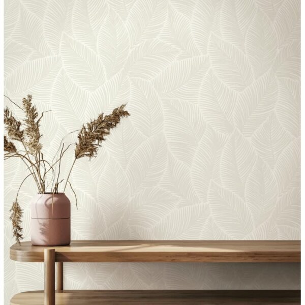 Vliestapete Blätter Floral Natur matt in Beige für Wohnzimmer, Schlafzimmer, Küche, Büro (88975)