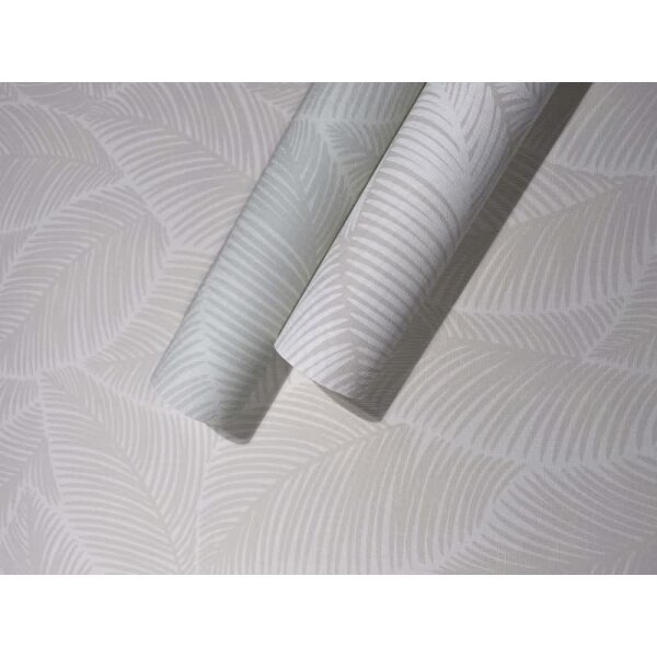 Vliestapete Blätter Floral Natur matt in Weiß für Wohnzimmer, Schlafzimmer, Küche, Büro (88977)