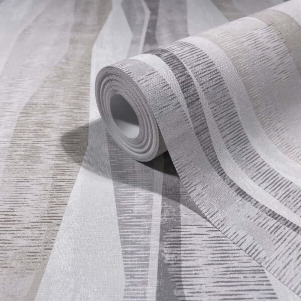 Vliestapete Streifen Grafisch Modern matt in Grau für Wohnzimmer, Schlafzimmer, Büro (88986)