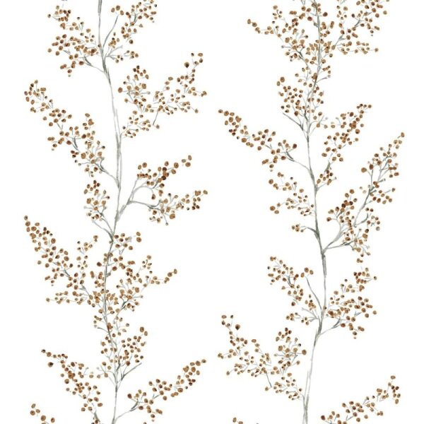 Vliestapete Blätter, Äste Floral Natur matt in Weiß für Wohnzimmer, Schlafzimmer, Küche (88990)