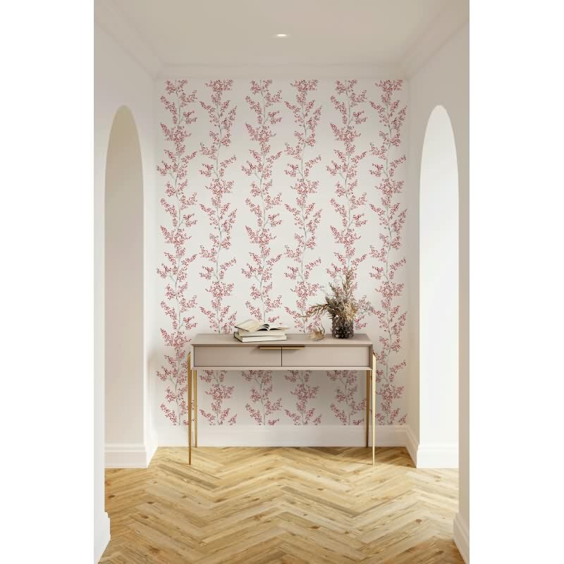 Vliestapete Blätter, Äste Floral Natur matt in Weiß für Wohnzimmer, Schlafzimmer, Küche (88992)