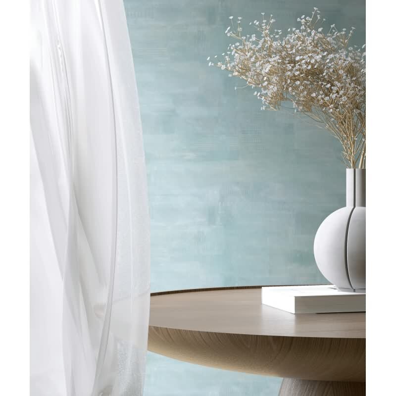 Vliestapete Putzoptik, Betonoptik Uni Geometrisch matt in Blau für Wohnzimmer, Schlafzimmer, Büro (88993)