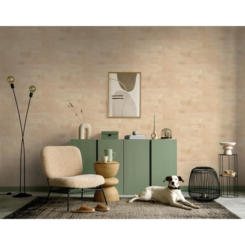 Vliestapete Putzoptik, Betonoptik Uni Geometrisch matt in Beige für Wohnzimmer, Schlafzimmer, Büro (88995)