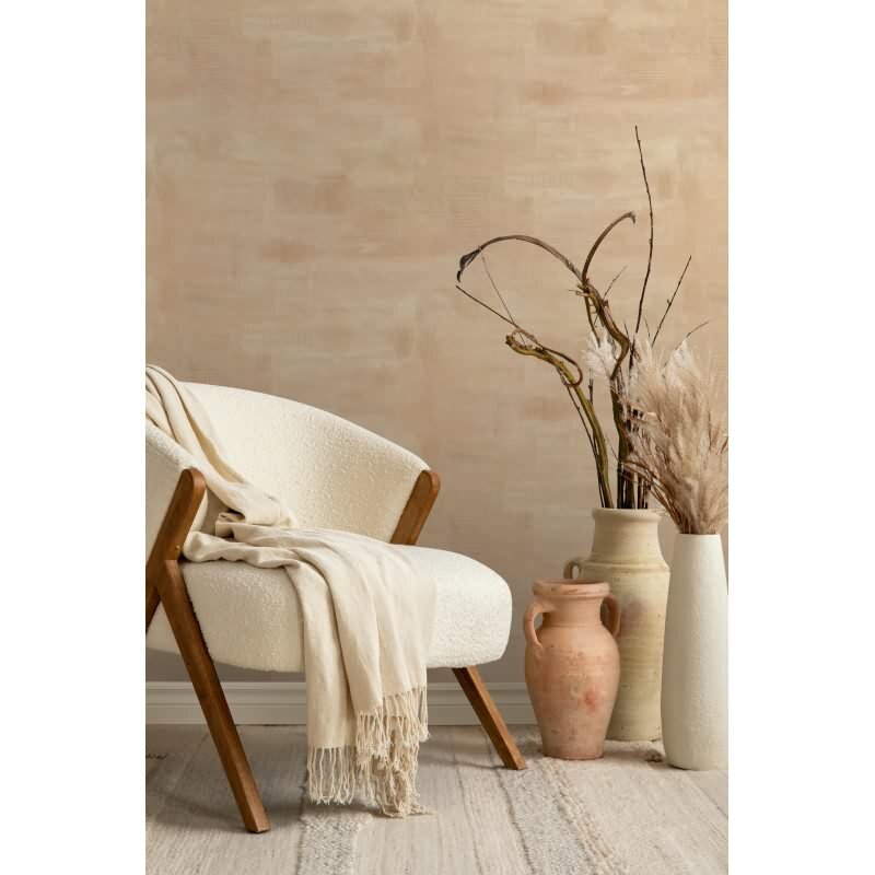 Vliestapete Putzoptik, Betonoptik Uni Geometrisch matt in Beige für Wohnzimmer, Schlafzimmer, Büro (88995)