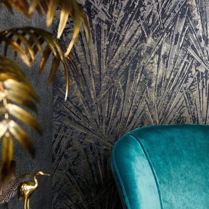 Tapete Gold, Kupfer, Schwarz, Anthrazit Papis Loveday Vliestapete (86716)