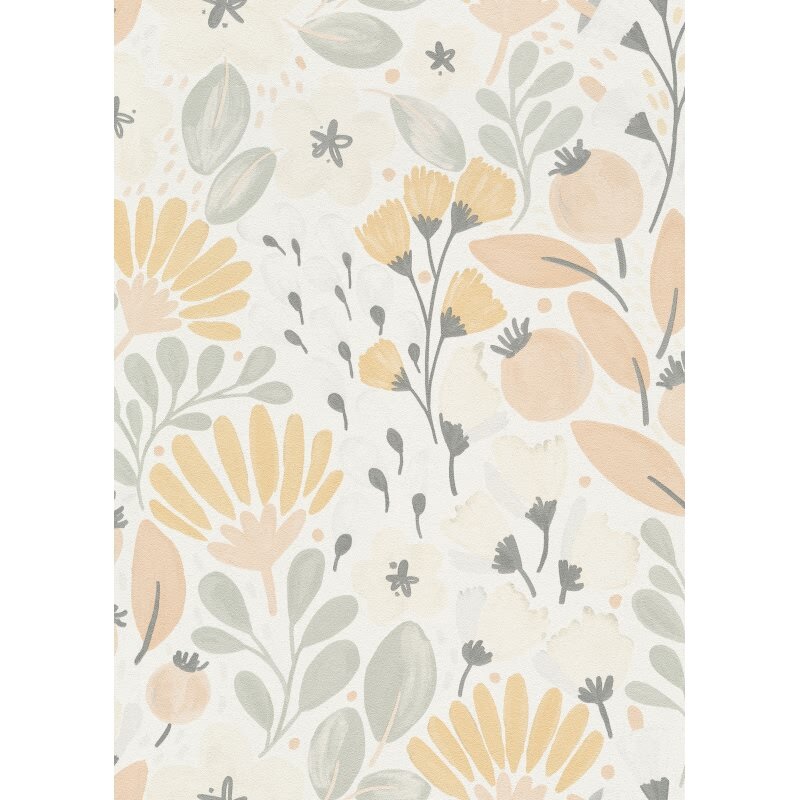 1051805 Tapete Blumen Floral Blätter Zweige Beige Orange Vliestapete Erismann