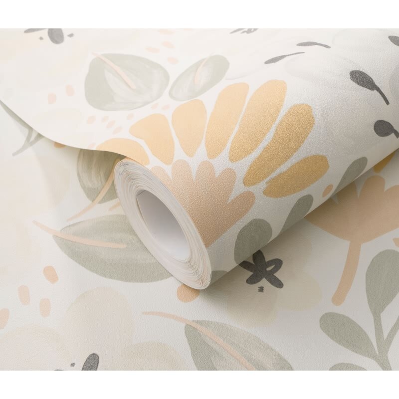 1051805 Tapete Blumen Floral Blätter Zweige Beige Orange Vliestapete Erismann