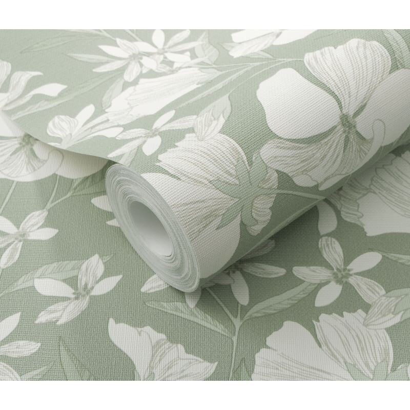 1051907 Tapete Grün Blumen Blätter Zweige Floral Vliestapete Erismann