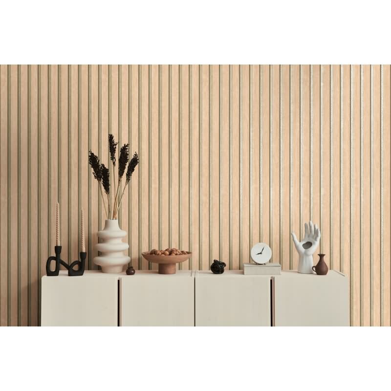 Holzlatten-Tapete Beige Braun - Vertikale Streifen 3D-Optik - Vliestapete modern (786651)