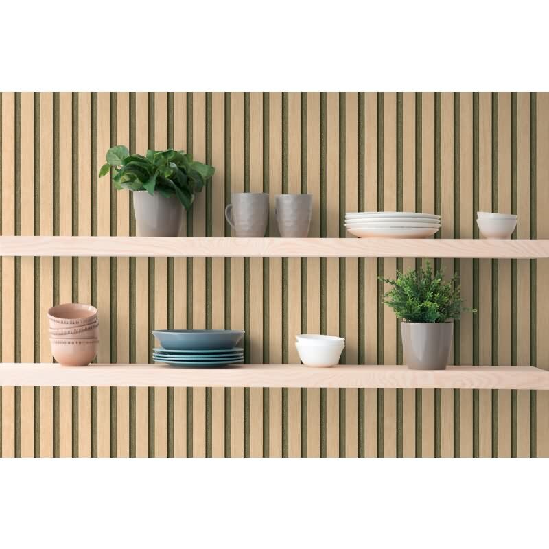 Holzlatten-Tapete Beige Braun - Vertikale Streifen 3D-Optik - Vliestapete modern (786651)