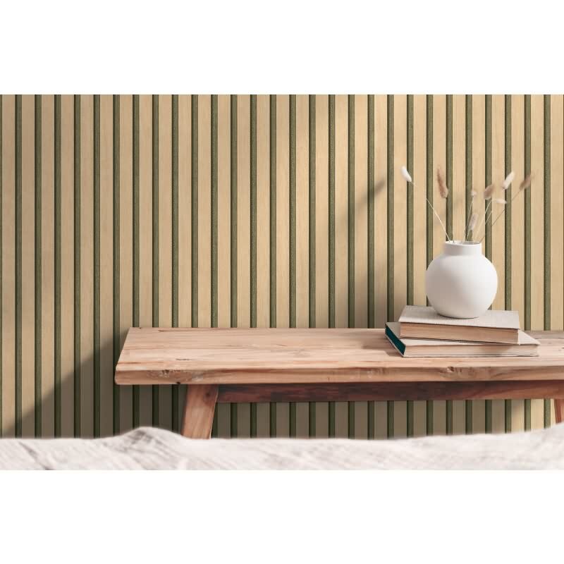 Holzlatten-Tapete Beige Braun - Vertikale Streifen 3D-Optik - Vliestapete modern (786651)