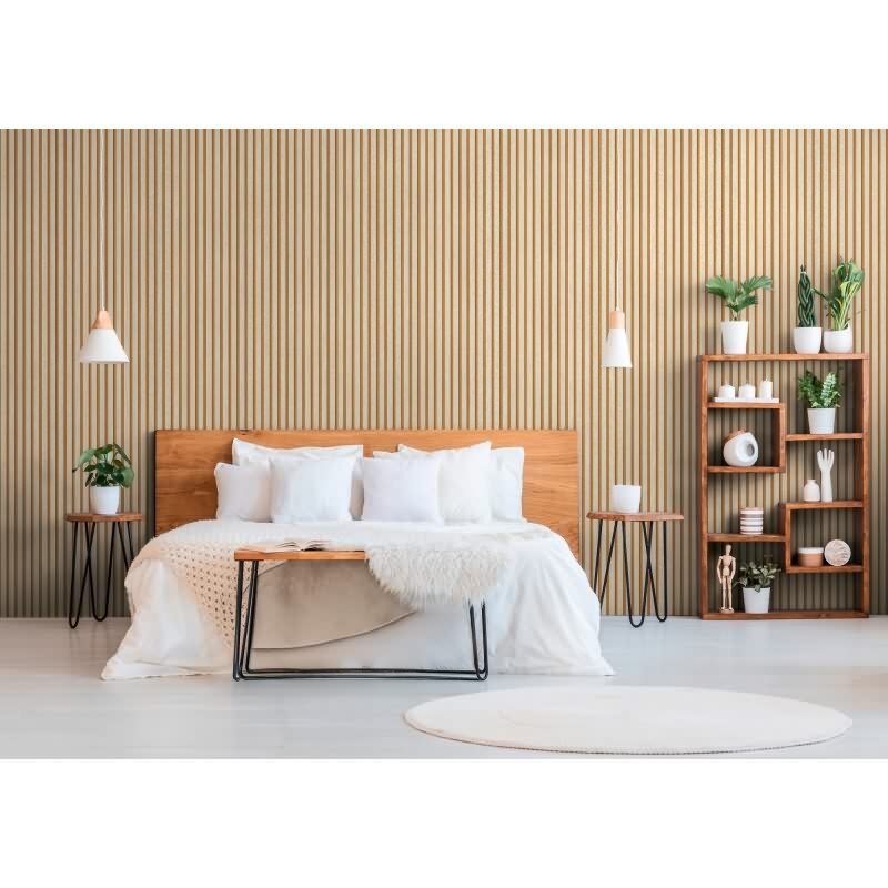 Holzoptik-Tapete Hellbeige Karamell - Vertikale Latten 3D-Effekt - Vliestapete modern (786652)