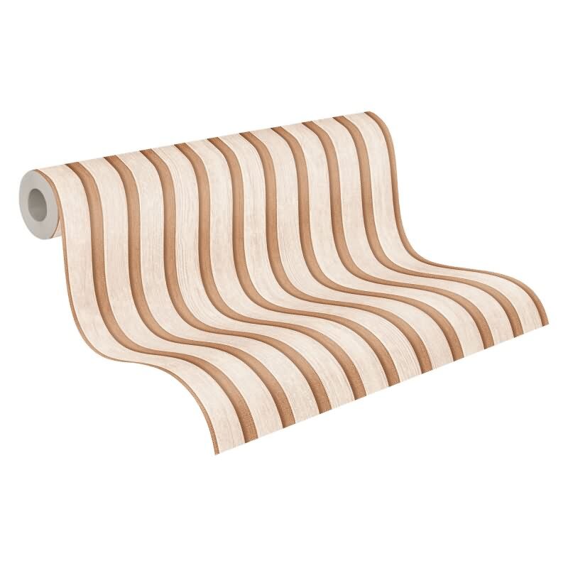 Holzoptik-Tapete Hellbeige Karamell - Vertikale Latten 3D-Effekt - Vliestapete modern (786652)