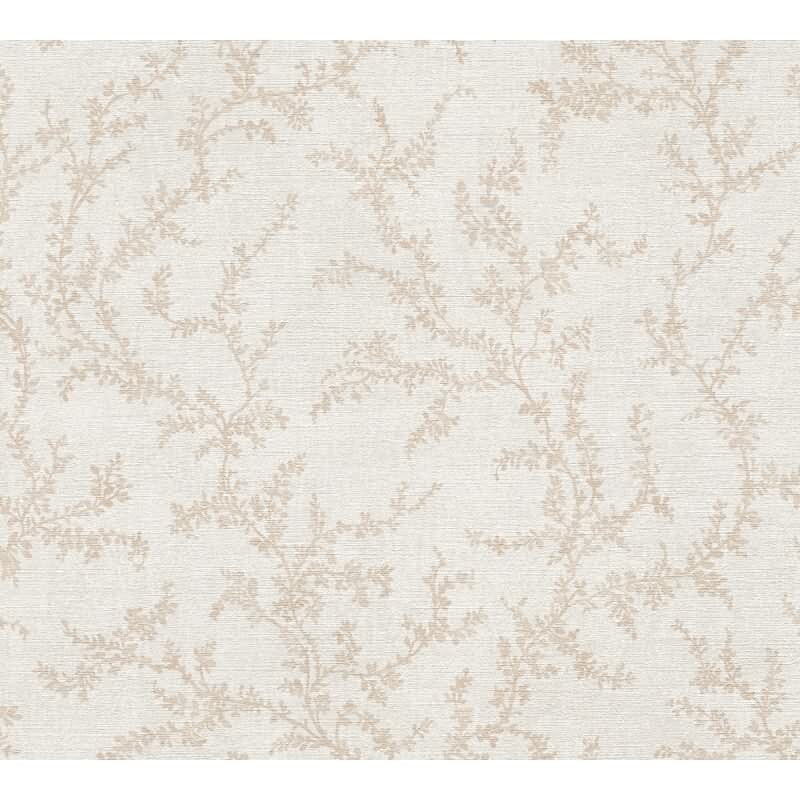 Florale Vliestapete in Beige - Zweigmuster auf cremefarbenem Hintergrund - Elegant & Natürlich (790901)