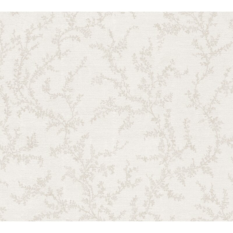 Florale Vliestapete Creme Beige - Dezentes Zweigmuster - Tapete elegant & modern (790902)