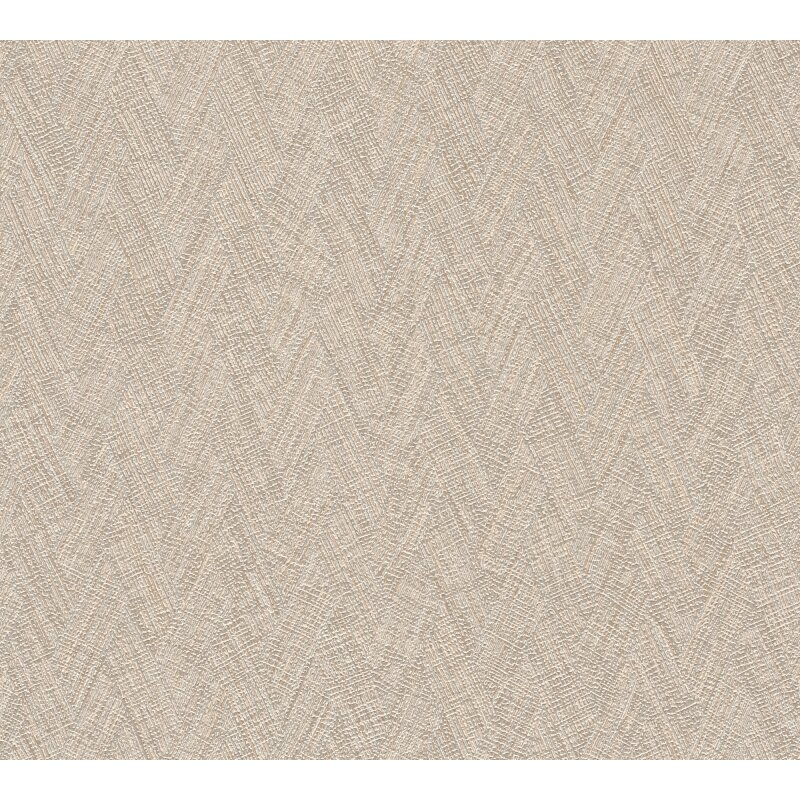 Strukturtapete Fischgrätmuster Beige Braun - Vliestapete mit 3D-Effekt - Modern & elegant (790921)