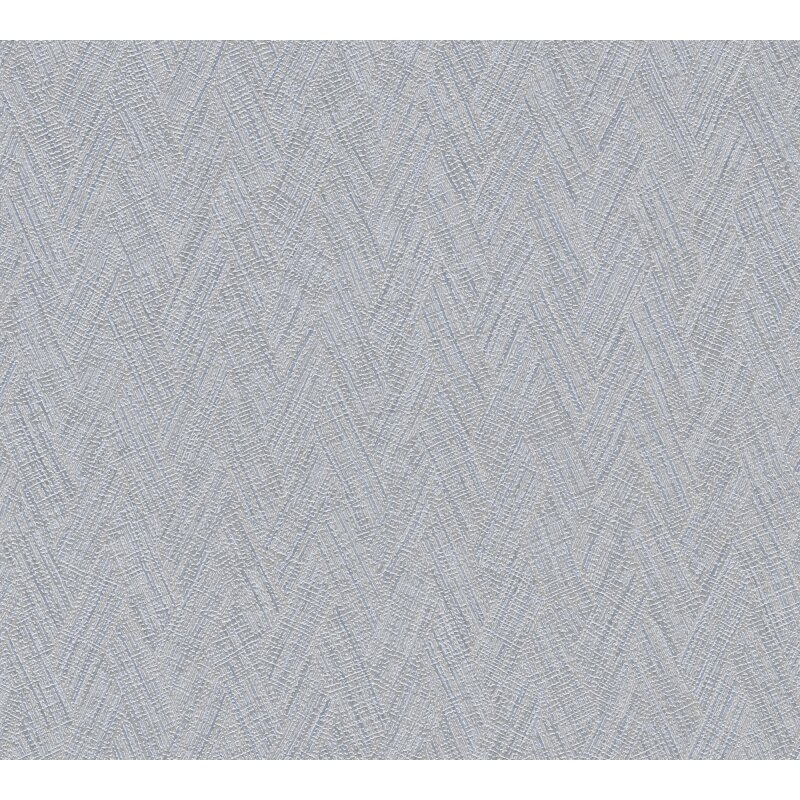 Strukturtapete Fischgrät Blau Grau - Vliestapete mit Struktur - Modern & stilvoll (790925)