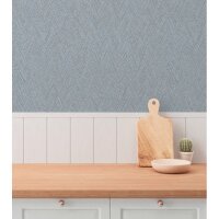 Strukturtapete Fischgr&auml;t Blau Grau - Vliestapete mit...