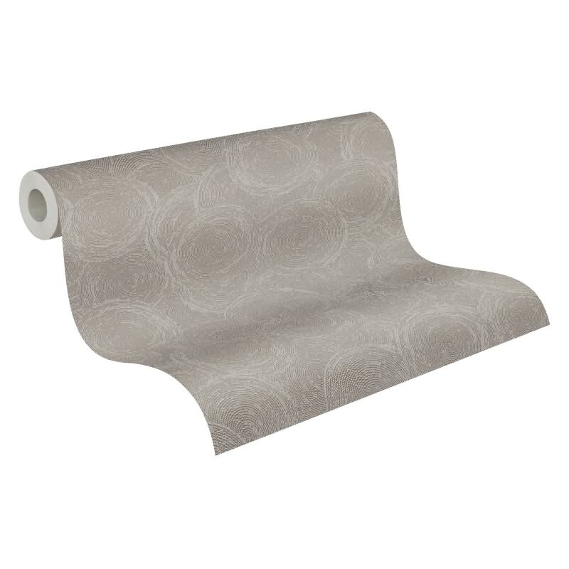 Kreis-Muster-Tapete Beige Braun - Vliestapete mit Struktur - Modern & Elegant (790932)