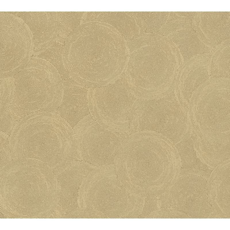 Kreis-Muster-Tapete Sandfarben Gold - Struktur Vliestapete modern glänzend (790933)