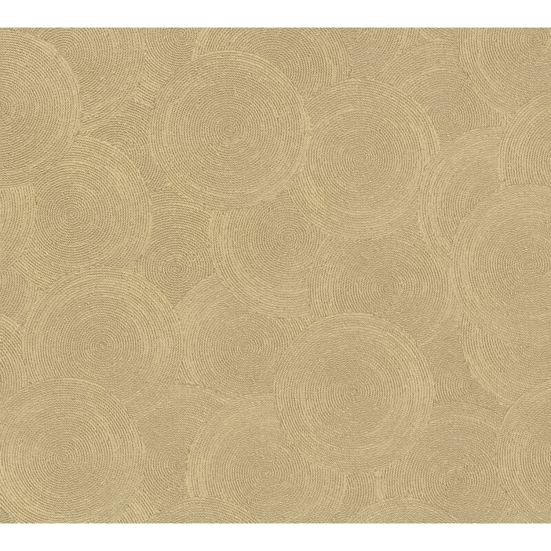 Kreis-Muster-Tapete Sandfarben Gold - Struktur Vliestapete modern glänzend (790933)