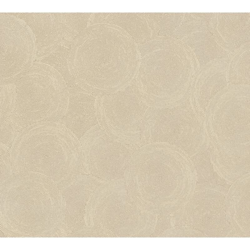 Kreis-Muster-Tapete Creme Beige - Struktur Vliestapete mit dezentem Glanz (790934)