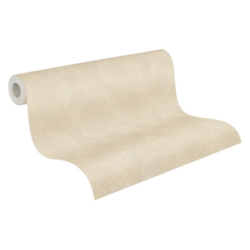 Kreis-Muster-Tapete Creme Beige - Struktur Vliestapete mit dezentem Glanz (790934)
