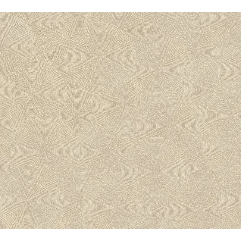 Kreis-Muster-Tapete Creme Beige - Struktur Vliestapete mit dezentem Glanz (790934)