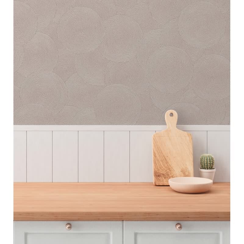 Kreis-Muster-Tapete Rosa Silber - Struktur Vliestapete dezent glänzend modern (790935)