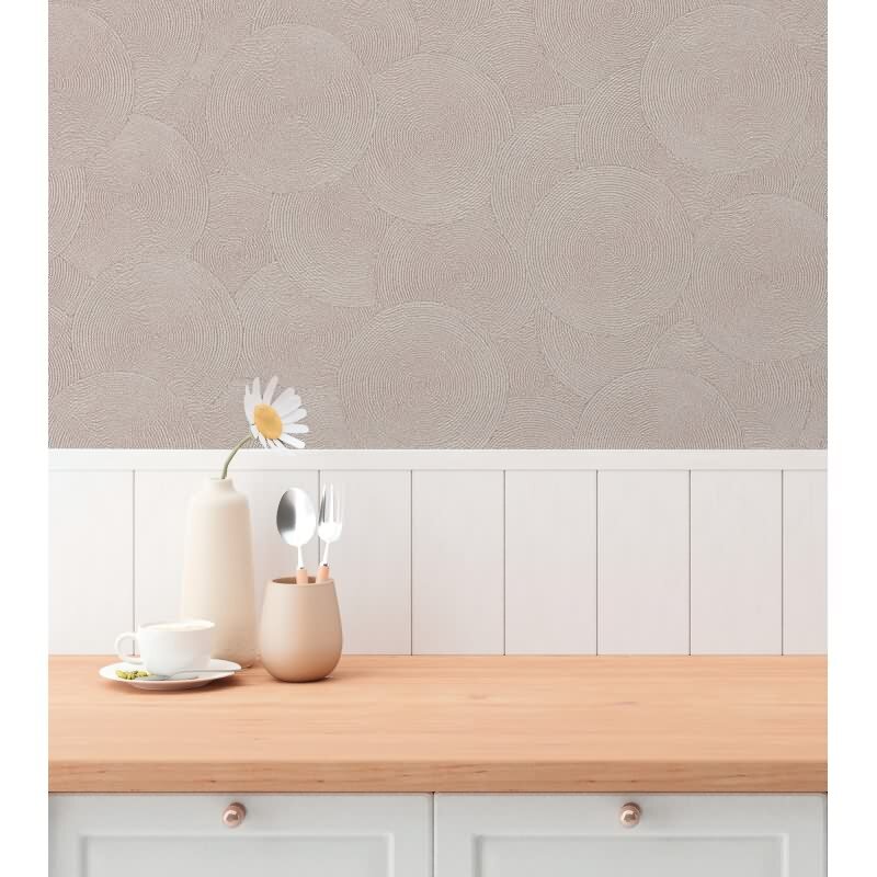 Kreis-Muster-Tapete Rosa Silber - Struktur Vliestapete dezent glänzend modern (790935)