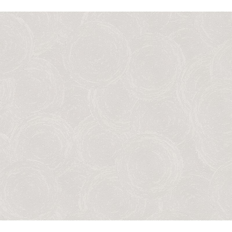 Kreis-Muster-Tapete Weiß Hellgrau - Struktur Vliestapete dezent modern (790936)