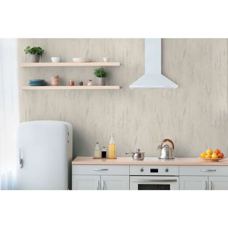 Gräser-Tapete Creme Blau Grün - Vliestapete Naturmotiv in Leinenstruktur (790945)