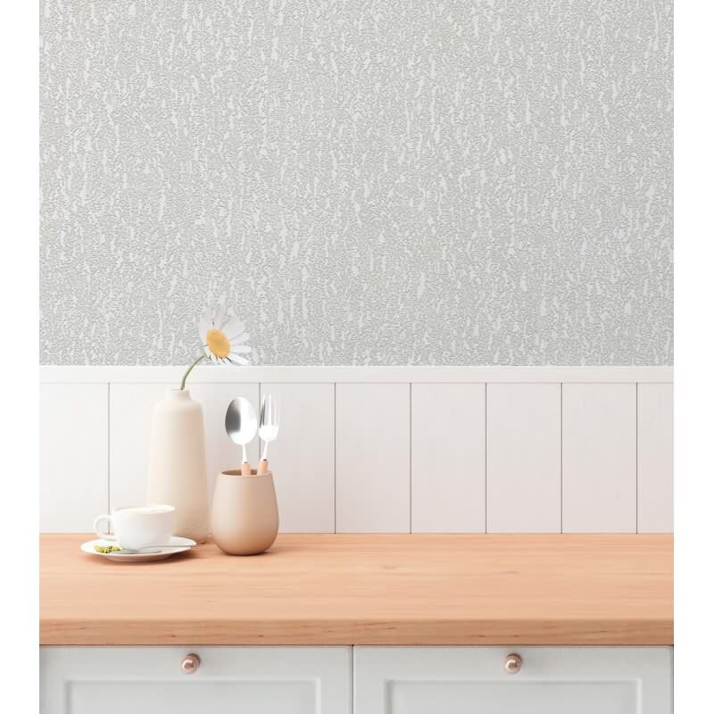 Strukturtapete in Putzoptik Hellgrau Silber - Vliestapete modern glänzend (790954)