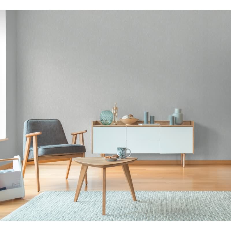 Strukturtapete in Putzoptik Hellgrau Silber - Vliestapete modern glänzend (790954)