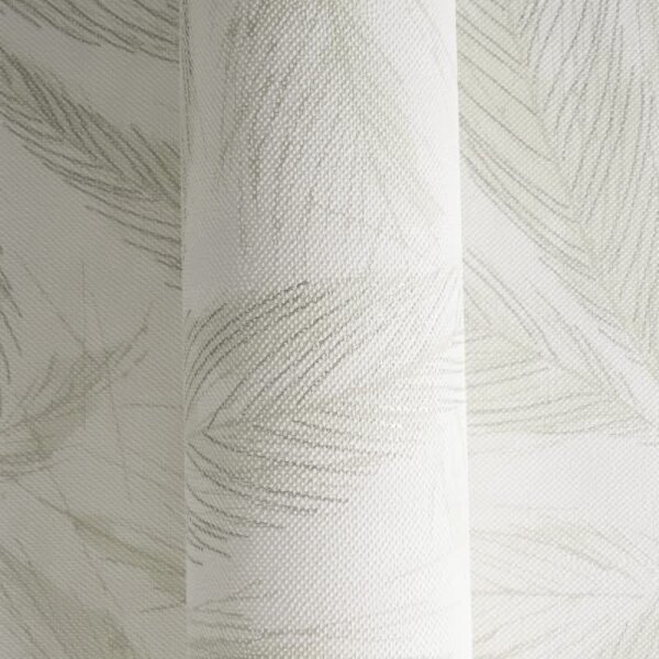 Palmblatt-Tapete Creme Grün - Vliestapete mit Blattmuster in Leinenoptik (790961)