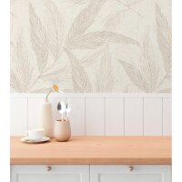 Palmblatt-Tapete Beige Ros&eacute; - Vliestapete mit...