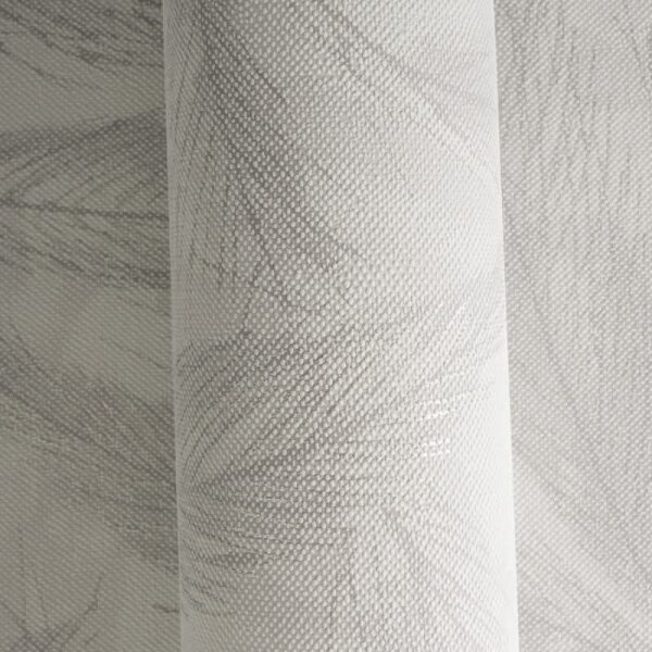 Palmblatt-Tapete Grau Creme - Vliestapete mit Blattmuster in Leinenstruktur (790964)