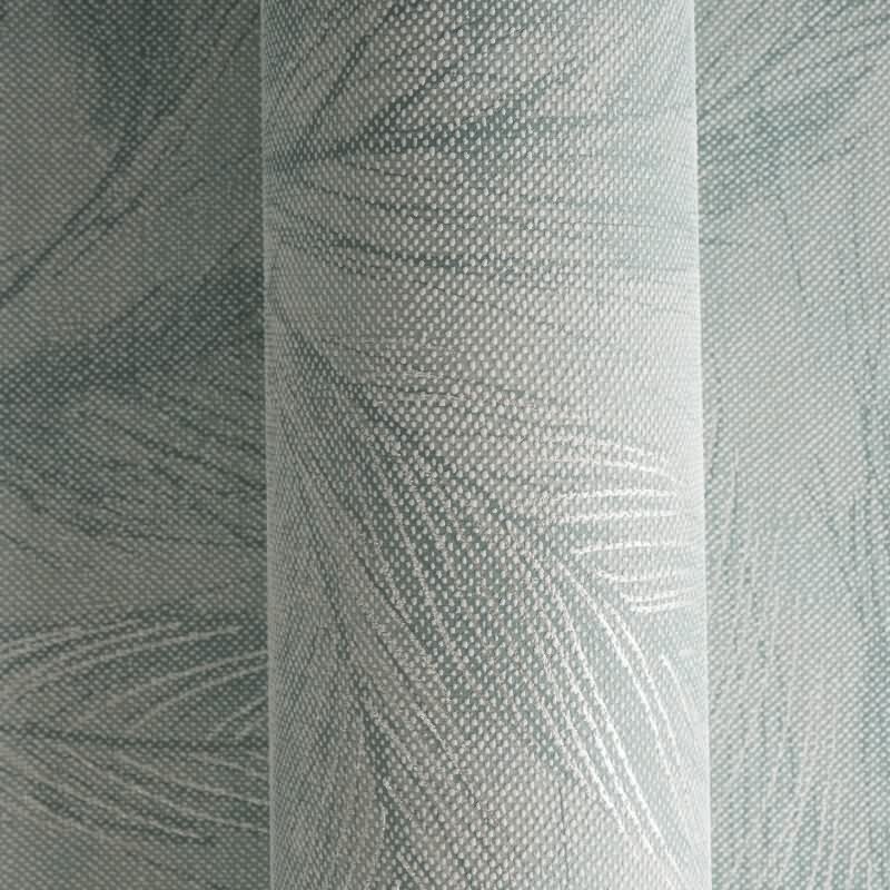 Palmblatt-Tapete Türkis Grün - Vliestapete mit Blattstruktur Leinenoptik (790965)