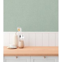 Unitapete in Leinenoptik Mintgr&uuml;n - Vliestapete...