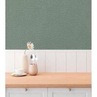 Unitapete in Leinenoptik Gr&uuml;nblau - Vliestapete...