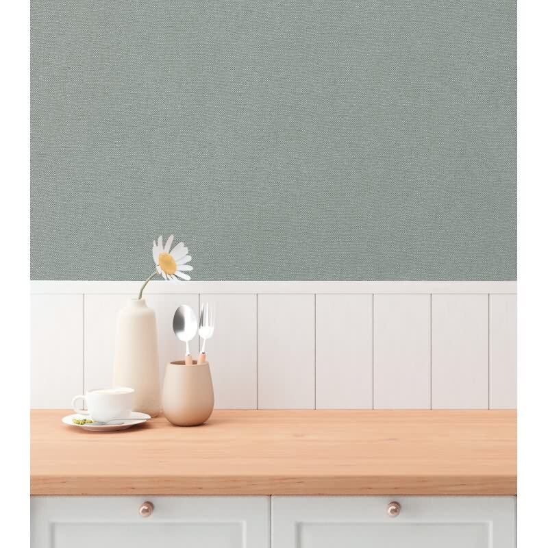 Unitapete in Leinenoptik Graublau - Vliestapete einfarbig strukturiert modern (790975)