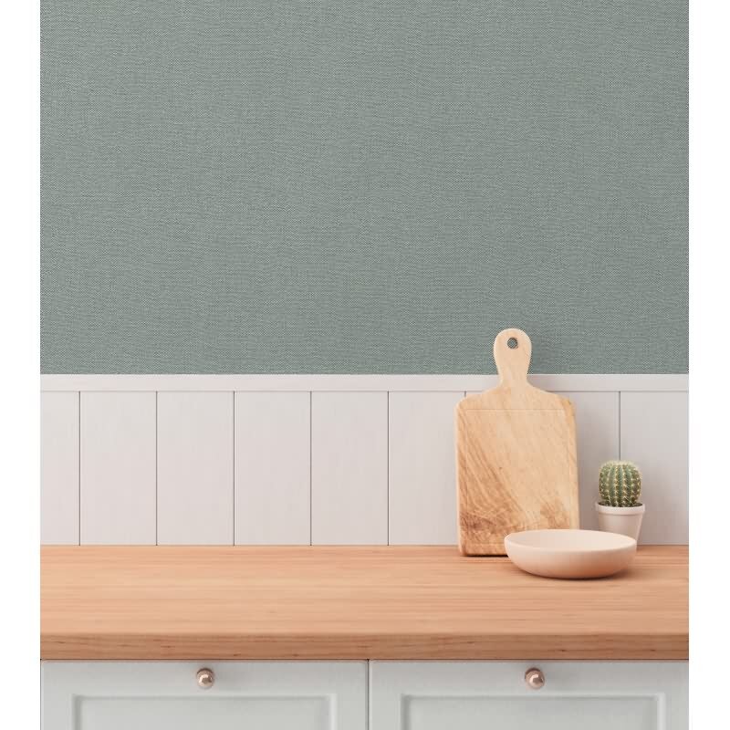 Unitapete in Leinenoptik Graublau - Vliestapete einfarbig strukturiert modern (790975)