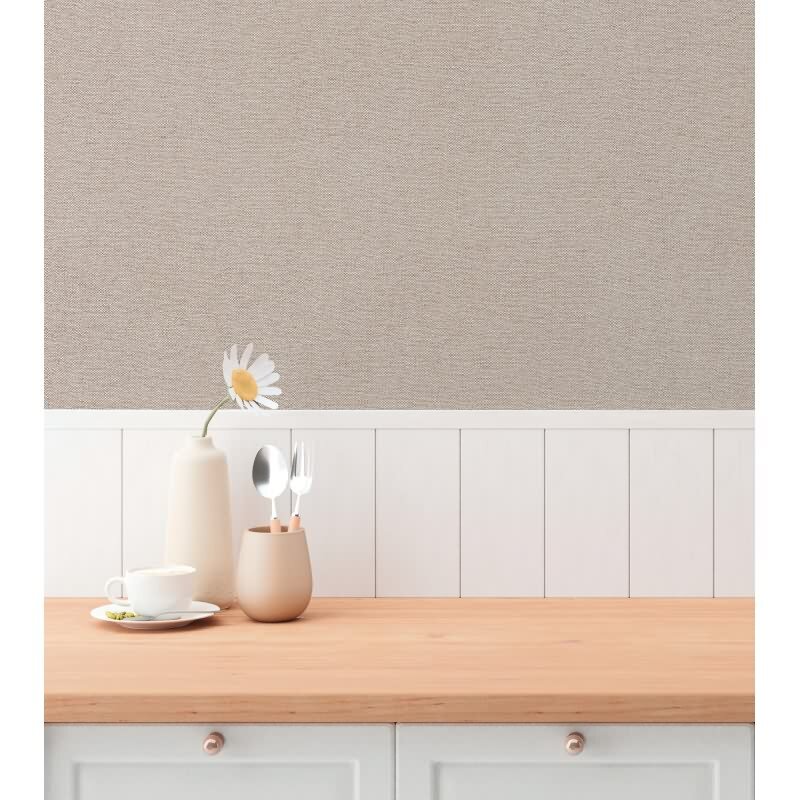 Unitapete in Leinenoptik Rosé Beige - Vliestapete strukturiert weich modern (790978)