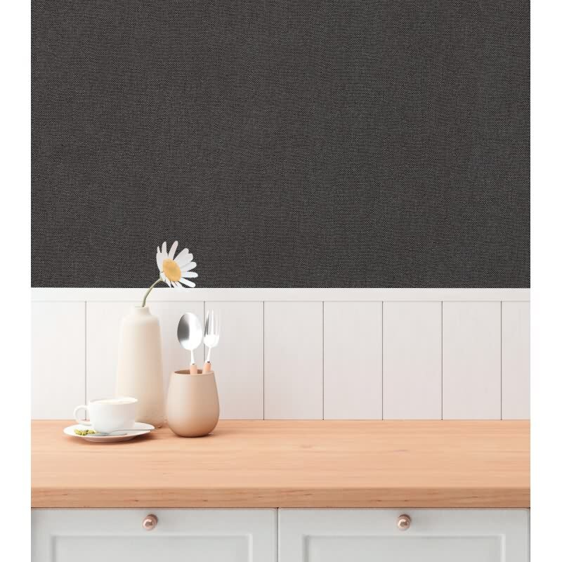 Unitapete in Leinenoptik Anthrazit - Vliestapete mit markanter Struktur (790983)