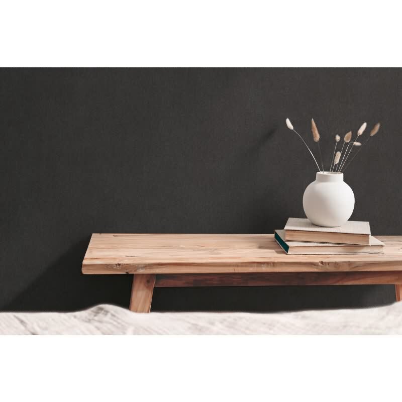 Unitapete in Leinenoptik Anthrazit - Vliestapete mit markanter Struktur (790983)