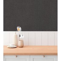 Unitapete in Leinenoptik Anthrazit - Vliestapete mit...