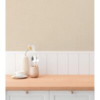 Unitapete in Leinenoptik Beige - Vliestapete in...