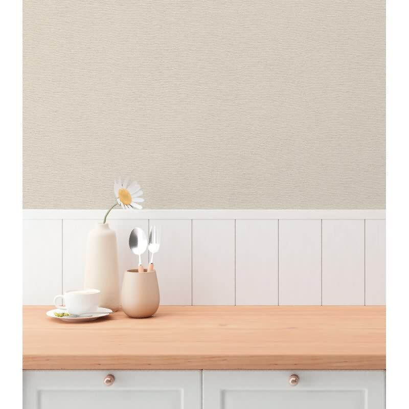 Unitapete in Leinenoptik Taupe-Beige - strukturierte Vliestapete in warmem Beigeton (790988)