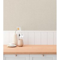 Unitapete in Leinenoptik Taupe-Beige - strukturierte...