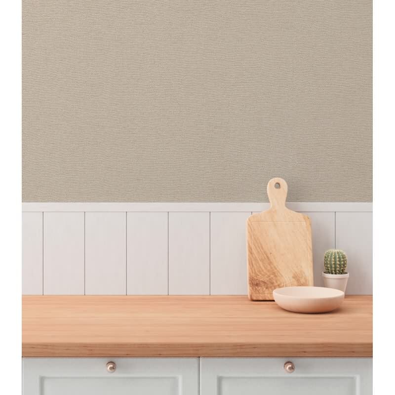 Unitapete in Leinenoptik Rosé-Taupe - strukturierte Vliestapete in warmem Taupeton mit Rosé-Nuance (790989)